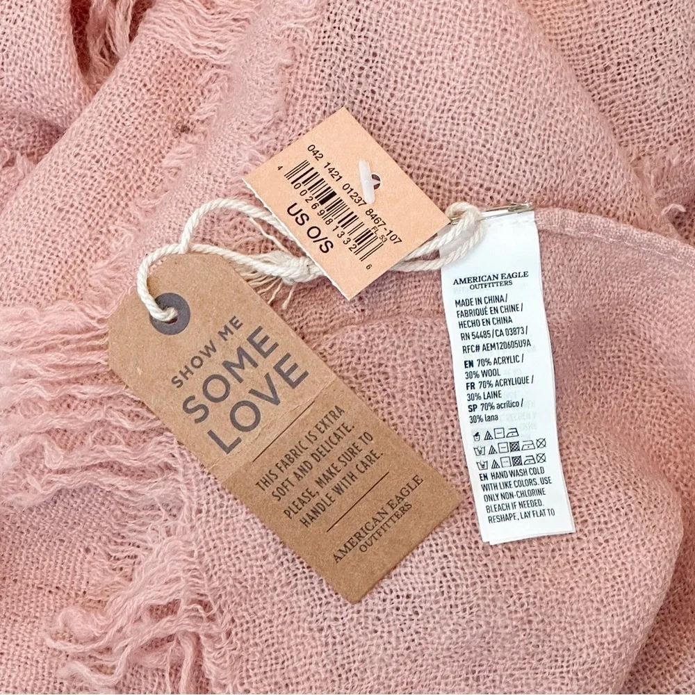AE Crinkle Fringe Ripped Soft Cozy Scarf
